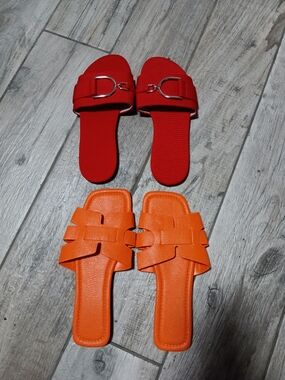 Women’s Red and Orange Slide Sandals